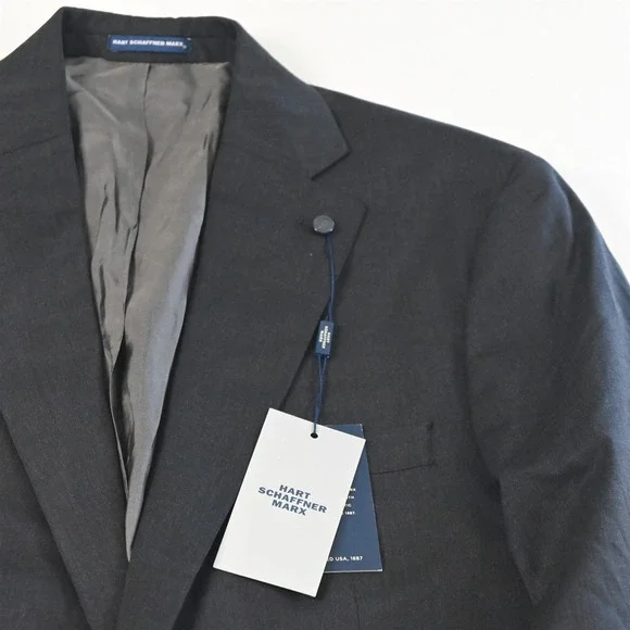 NEW Hart Schaffner Marx 40R 34x29 Gray Stretch Wool Chicago Mens Suit